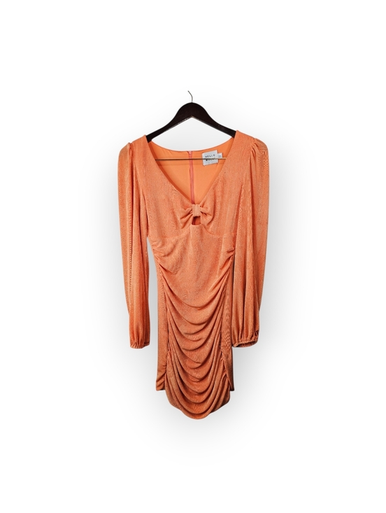 Hello Molly Dresses & Skirts - Hello Molly Orange Ruched Mini Dress Bow Front Long Sleeve Women’s AU 12 US 8